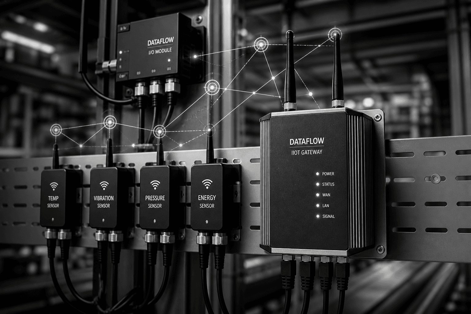 IoT sensors and gateway hardware in a technical environment